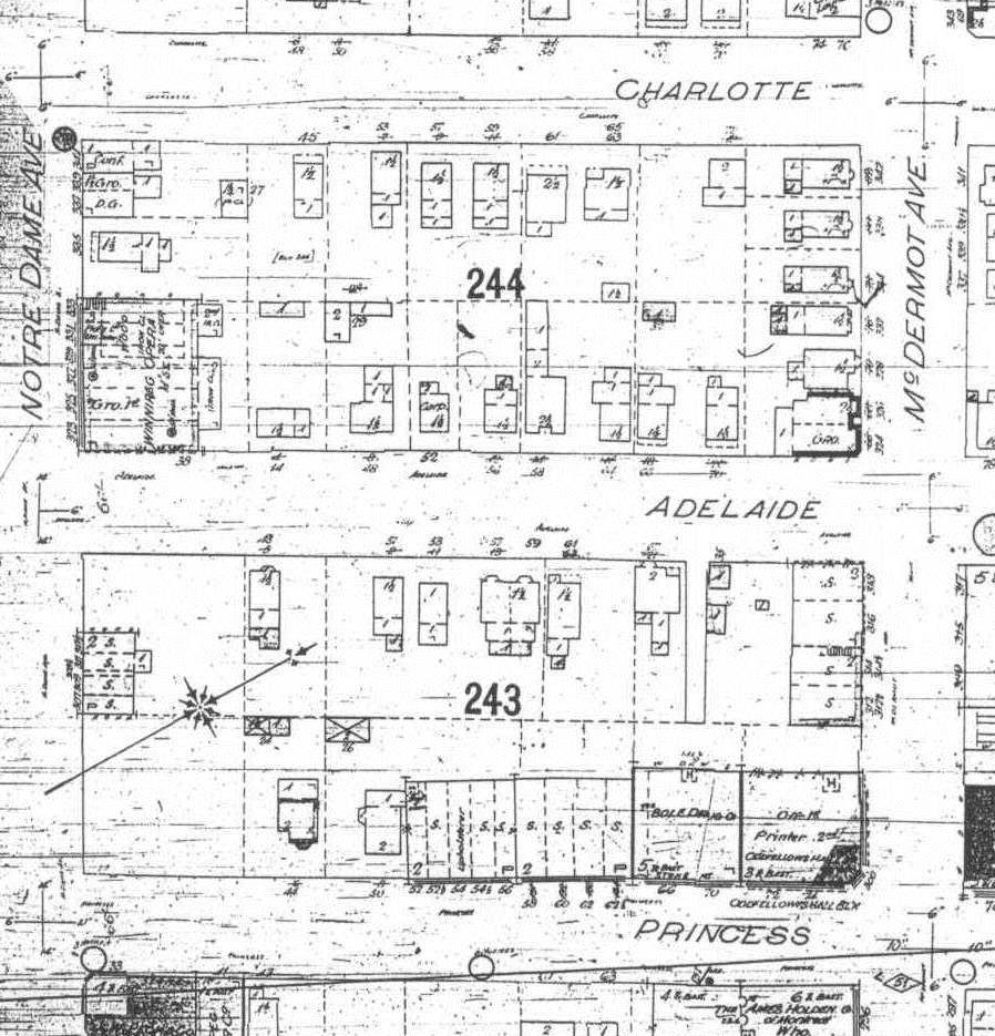 54 PRINCESS STREET DEL BLOCK ANNEX Plate 1 Charles Goad, Fire Atlas of the City of Winnipeg, 1895 (revised 1905), Sheet 14.