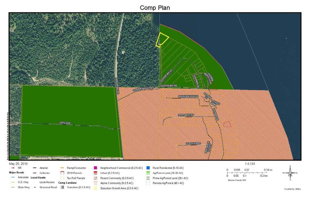 Comprehensive Plan Amendment: Zone Change Request The applicant is requesting a zone change on a portion of his property from Forest 40 to Recreation eliminating the split zone on the parcel and