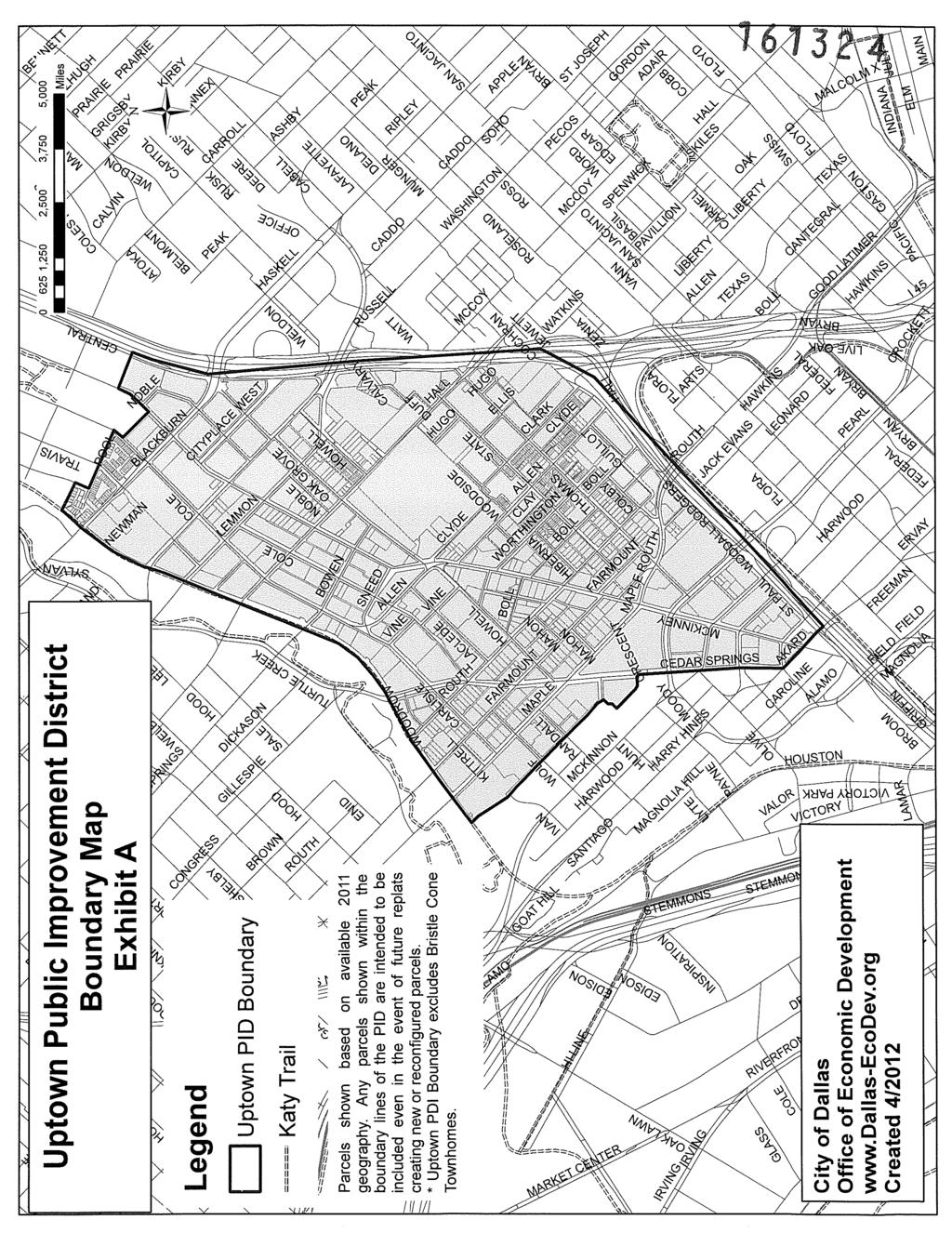 Uptown Public Improvement District Boundary Map Exhibit A Legend I I Uptown PID Boundary Katy Trail _ / -j/ \\\\, Parcels shown based on available 2011 geography.