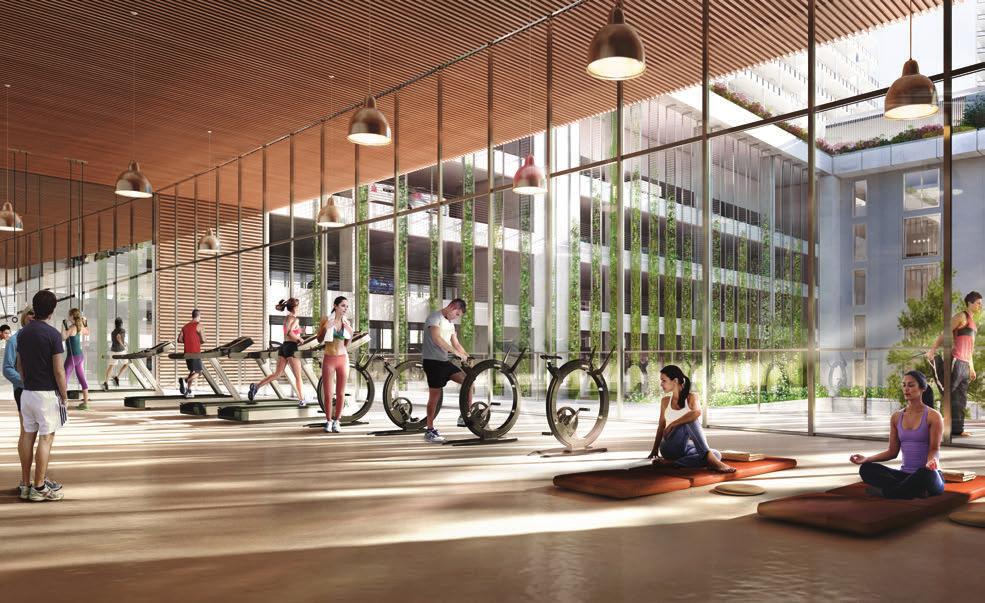 A central park with bike paths, a state-of-the-art wellness and fitness facility, a variety of sport courts, and
