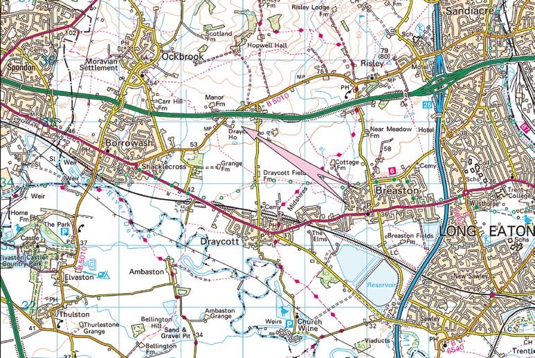 Location lies to the north of Draycott village in South East Derbyshire.