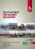 SALE BY AUCTION OF FARM MACHINERY AND EQUIPMENT