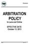 ARBITRATION POLICY In-Lane and Online