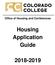 Office of Housing and Conferences. Housing Application Guide