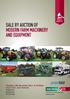 SALE BY AUCTION OF MODERN FARM MACHINERY AND EQUIPMENT