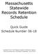 Massachusetts Statewide Records Retention Schedule. Quick Guide Schedule Number 06-18