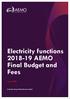 Electricity functions AEMO Final Budget and Fees. June Australian Energy Market Operator Limited
