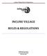 INCLINE VILLAGE RULES & REGULATIONS