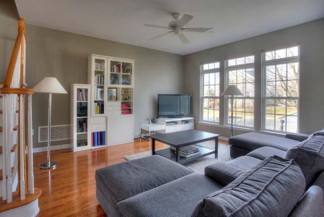 the left. Living Room: 15 X 14: Triple windows provide ample sunlight.