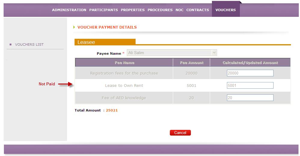 3. Click on View Details next to any of the vouchers to view its details: a.