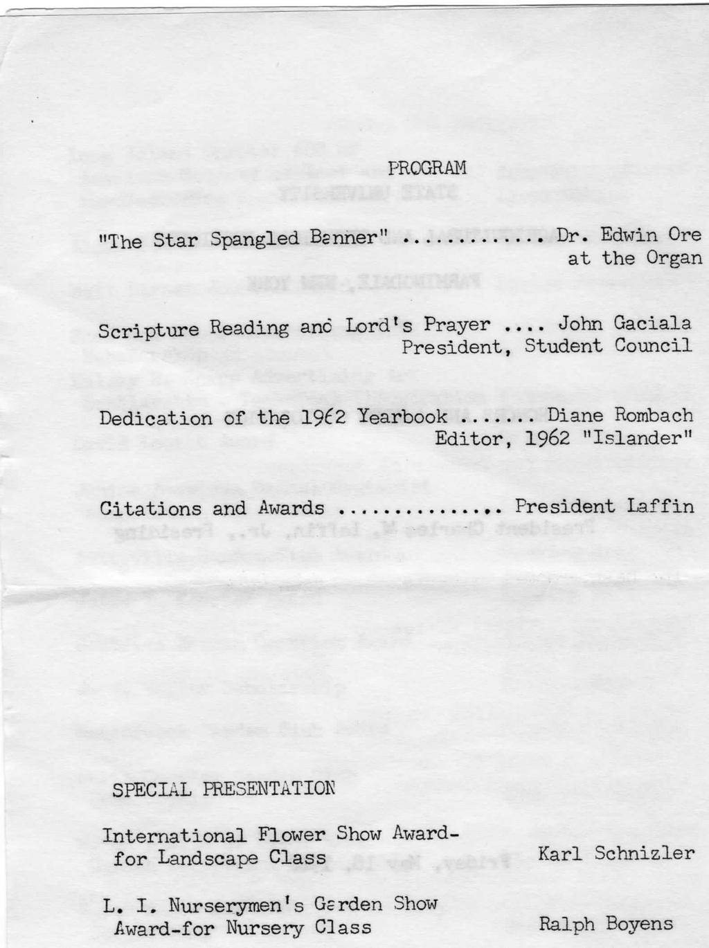 PROGRAM "The Star Spangled Banner" Dr.