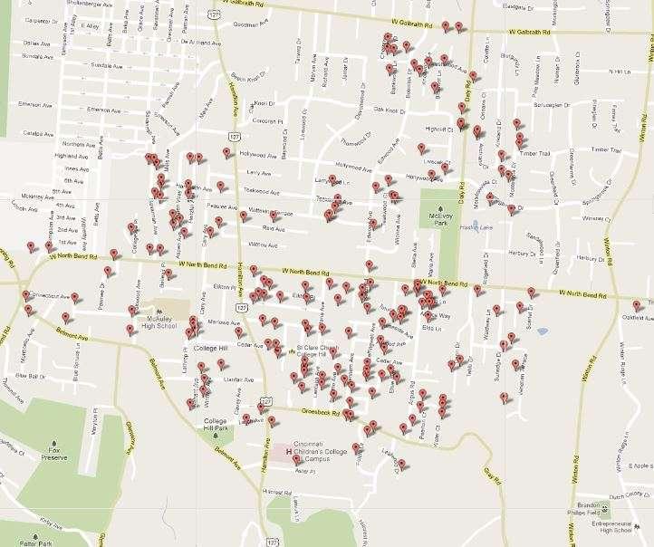 100 80 60 40 20 0 College Hill Completed Sheriff's Sales 2006-2012 89 80 92 68 67 48 71 2006 2007 2008 2009 2010 2011 2012 FIGURE 24: DATA SOURCES: CINCINNATI COURT INDEX; HAMILTON COUNTY AUDITOR