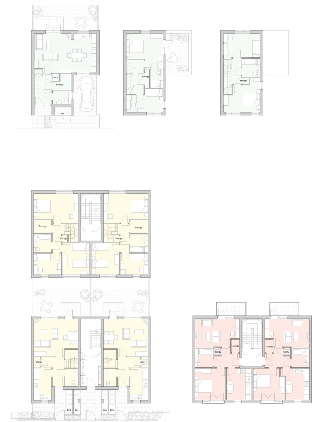 distribution of house types Private 3 bed, 5 person house