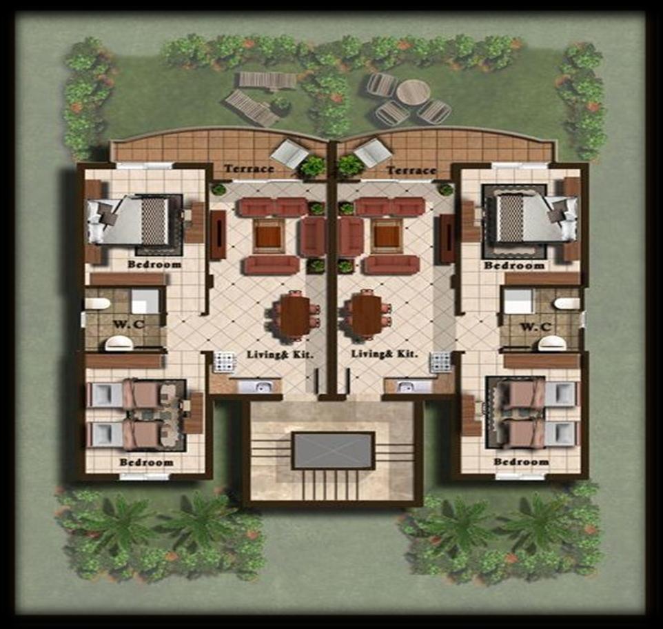 2 Bedrooms apartments: Size: 90 m2. Optional: with private garden.