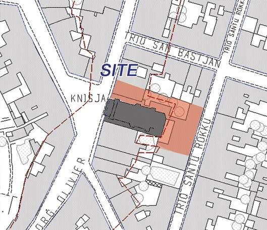 Site Plan showing the building alongside the church of St.