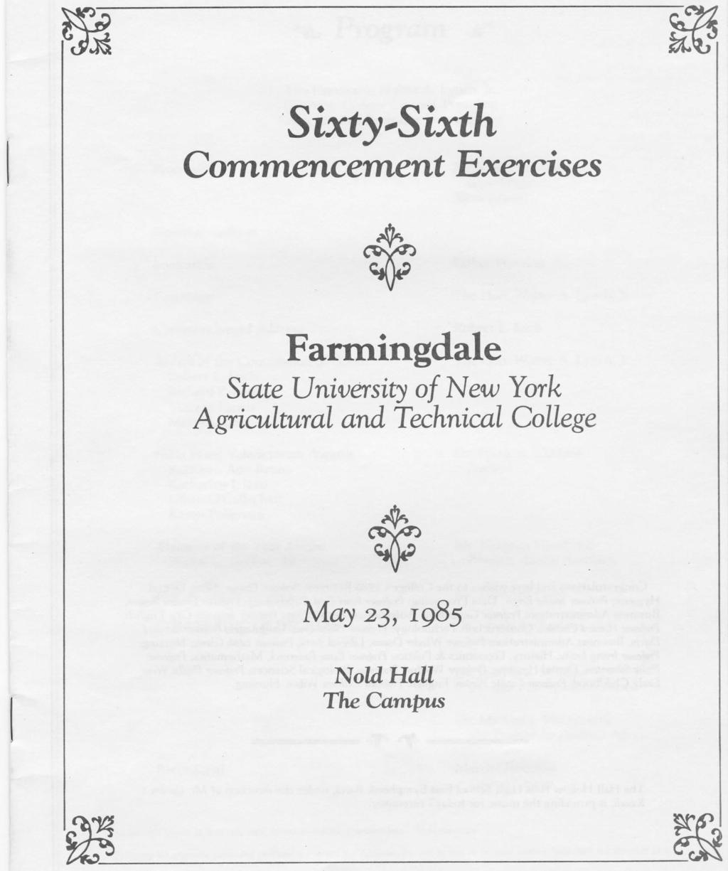 Sixty 'Sixth Commencement Exercises Farmingdale State University o/ New