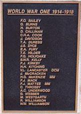 Burns is remembered on the World War 1 plaque on the Kevin Wheatley VC Memorial Wall, located at Dredges Cottage, 303 Queen Street, Campbelltown,