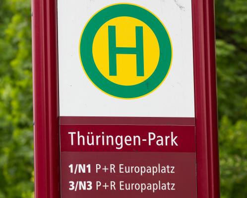 Thüringen-Park. From Erfurt Central Station the center can be reached directly by tram without having to change trams.