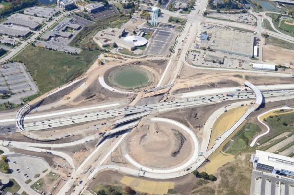 Aerial photo of the progress through late September