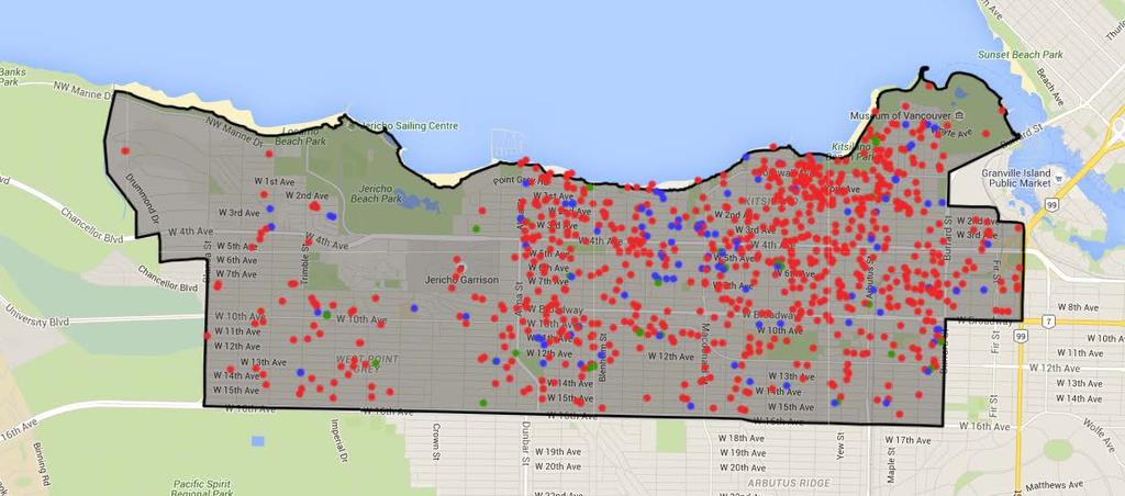 City of Vancouver: Short-Term Rental Market Overview Zone 5: Point Grey/Kitsilano At the time of data collection there were 830 unique properties (896 total listings).