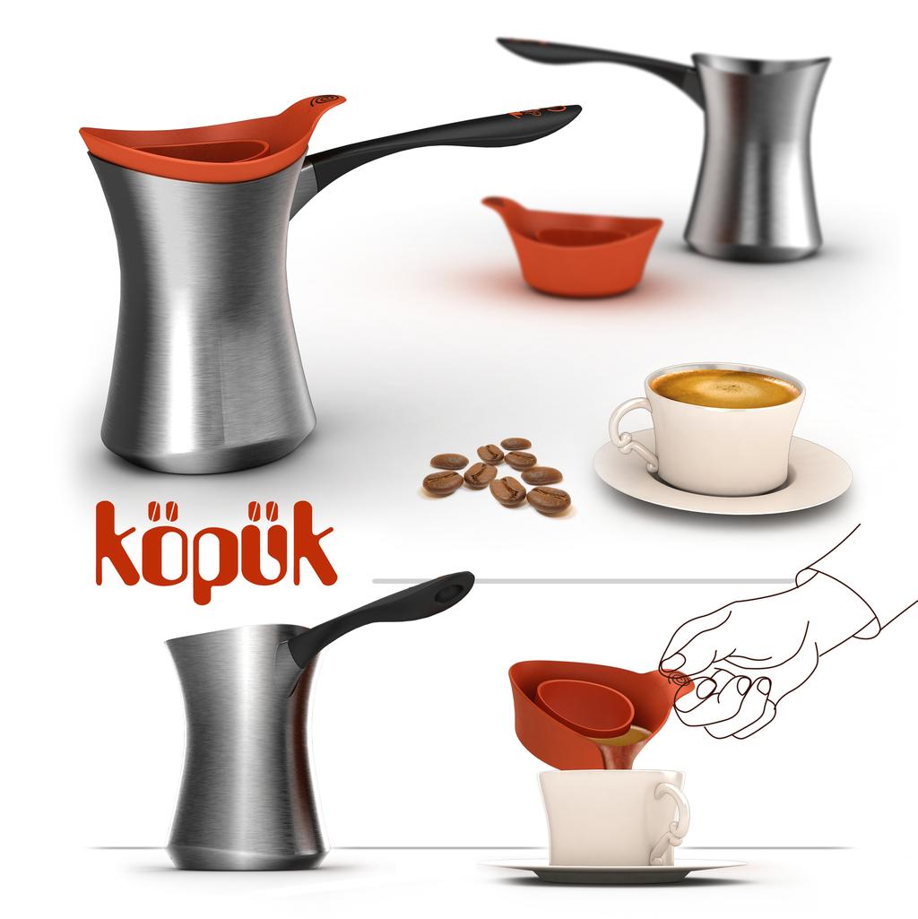 köpük Freelance, 2010 Project : Turkish Coffe Pot Concept : If coffee spills to cooker because of timing problem or forgetting on the fire.