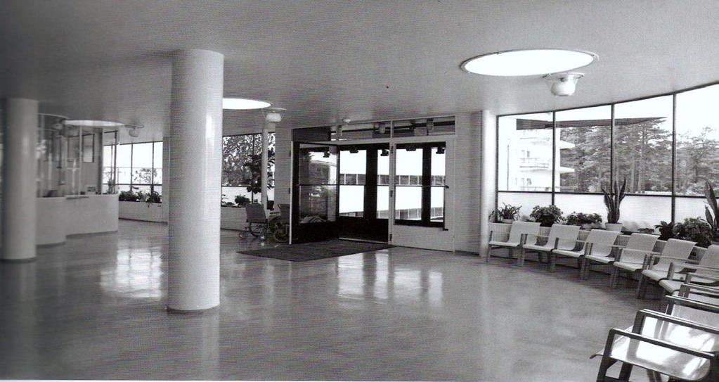modern architecture. The bright yellow color used throughout the interior was probably designed with the psychological states of the patients in mind.