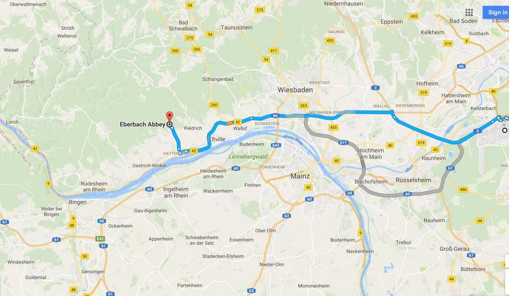 16:00 Come Together for drive to Kloster Eberbach, Tel.