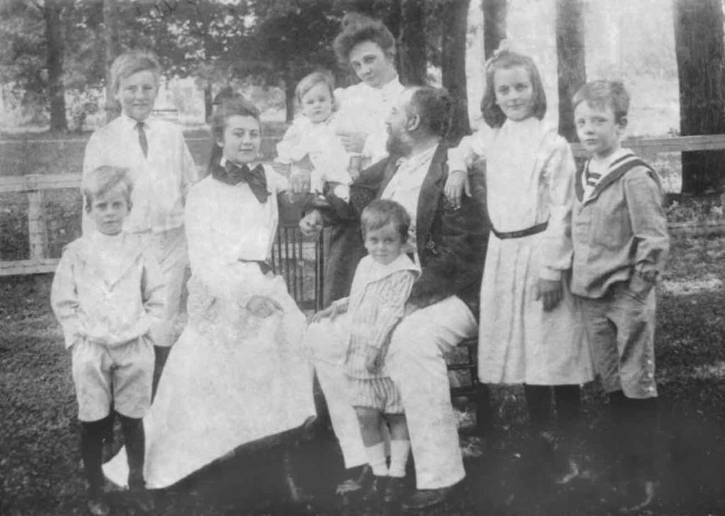 Herbert J. Tweedie Family under the maples probably in Wheaton - c. 1903 left to right: Herbert, Jr.