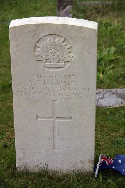 Photo of Pte A. S. D. Gibson s CWGC Headstone at St.