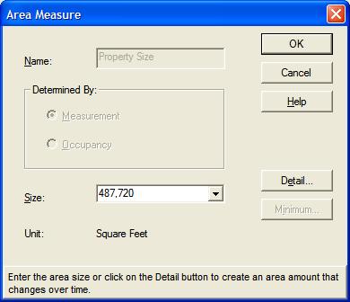 Practice: 1. In the Property Description window, click the Area Measures tab. 2. Notice that the Property Size is already highlighted. Click Edit to adjust the Property Size category. 3.