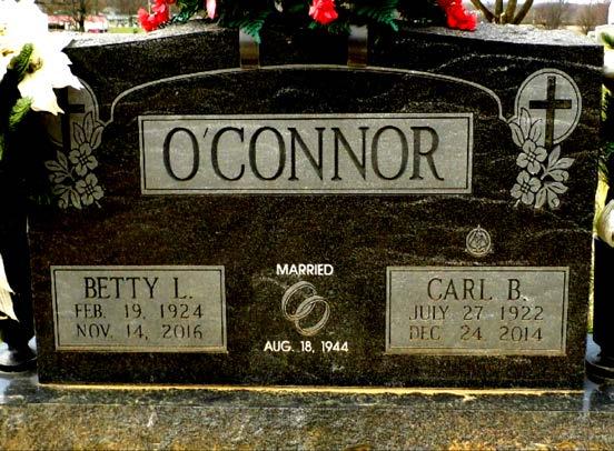 Right: Pictured is the tombstone for Herman and Dorothy Colvin O Connor.