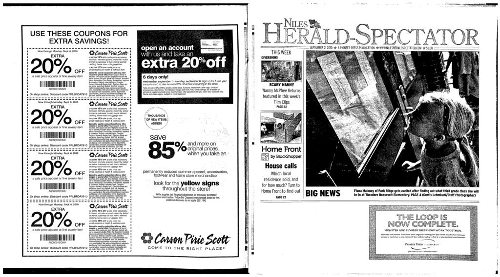 USE THESE COUPONS FOR EXTRA SAVNGS! Nw thrwn Mnday, Sept. 6,2010 EXTRA 2O? O OFF a sle price apparel r l'ne eweiry terri it A000001 2ONH Or Shp Online: Dicnnt nde PRLBRDAY91O irrt0.