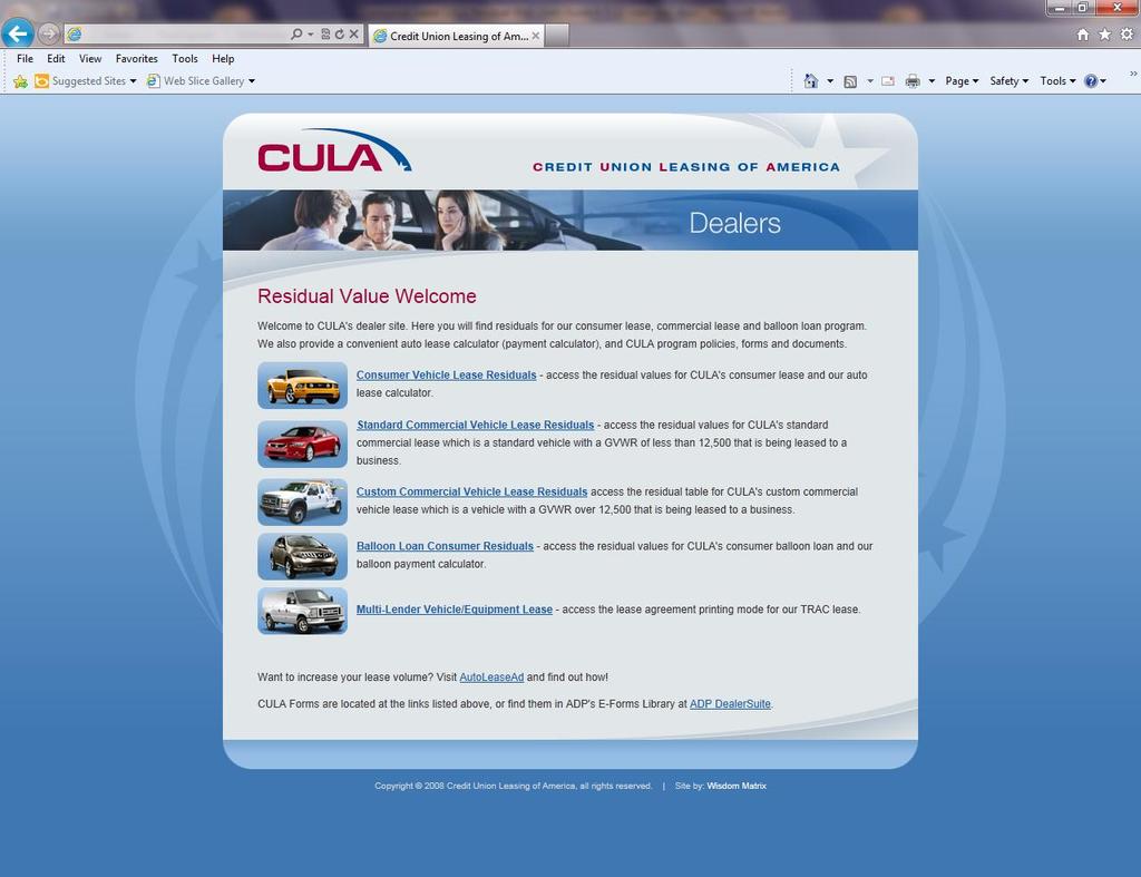 The Welcome page of CULA s residual website appears as Figure 1 below.