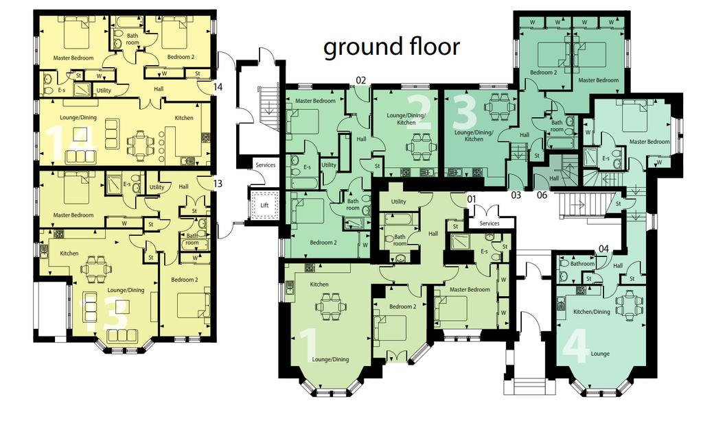 THE FLOORPLANS IN THIS EARLY RELEASE HANDOUT ARE TO SHOW THE POSITIONING OF THE APARTMENTS WITHIN THE BUILDING ONLY.THE LAYOUTS ARE FROM THE ARCHITECTS PLANS AND MAY ALTER DURING CONSTRUCTION.