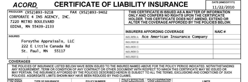 E & O Insurance Borrower: File No.