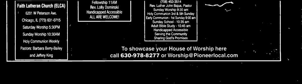 org Snday Worship i OAM Fellowship 11AM Rev. L0y Dominski Handicapped Accessible ALL ARE WELCOME!