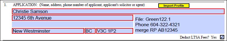 For detailed procedures, see the LTSA Electronic Filing System (EFS) Users Guide Item 1 Completing Application Field Applicant name field: enter the name of applicant or applicant s solicitor or