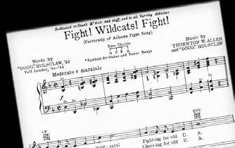 Fight! Wildcats! Fight! Arizona s first fight song was Fight! Wildcats! Fight! written in 1929 by Dugald Stanley Holsclaw, Class of 1925.
