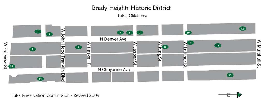 Take a walk through historic Brady Heights! 1. 620 North Denver Avenue 2. 631 North Denver Avenue 3. 636 North Denver Avenue 4. 715 North Denver Avenue 5. 762 North Denver Avenue 6.