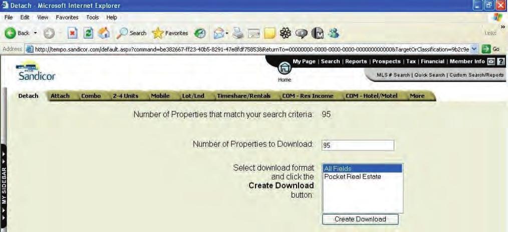 7. Download the Search Result now is the time to export or download the search result from MLS onto your computer. This is simply done by clicking the Download button on the custom search screen.