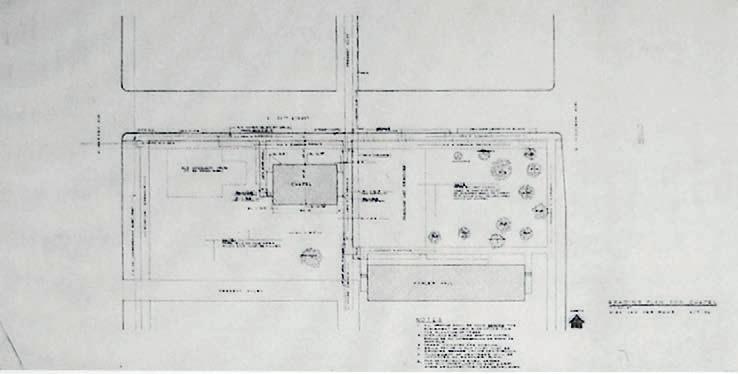 OPEN PLAN AS EVENT SPACE 6.7 Site plan of Robert F. Carr Memorial Chapel final design (left), and iit campus in its urban context (opposite page), by the year 1952.