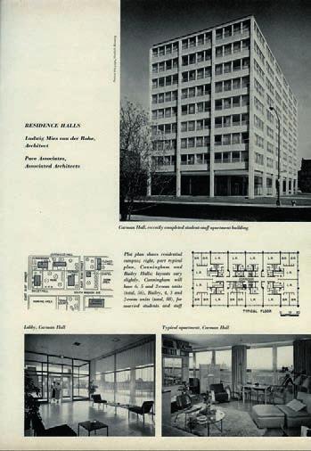 11 Exterior view of iit residential group compounded by Carman, Bailey, and Cunningham Halls, 1953-55.
