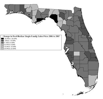 The State of Florida s Housing, 2008 Figure 9. Change in Real Median Single- Sales Prices (2008 $) Figure 10.