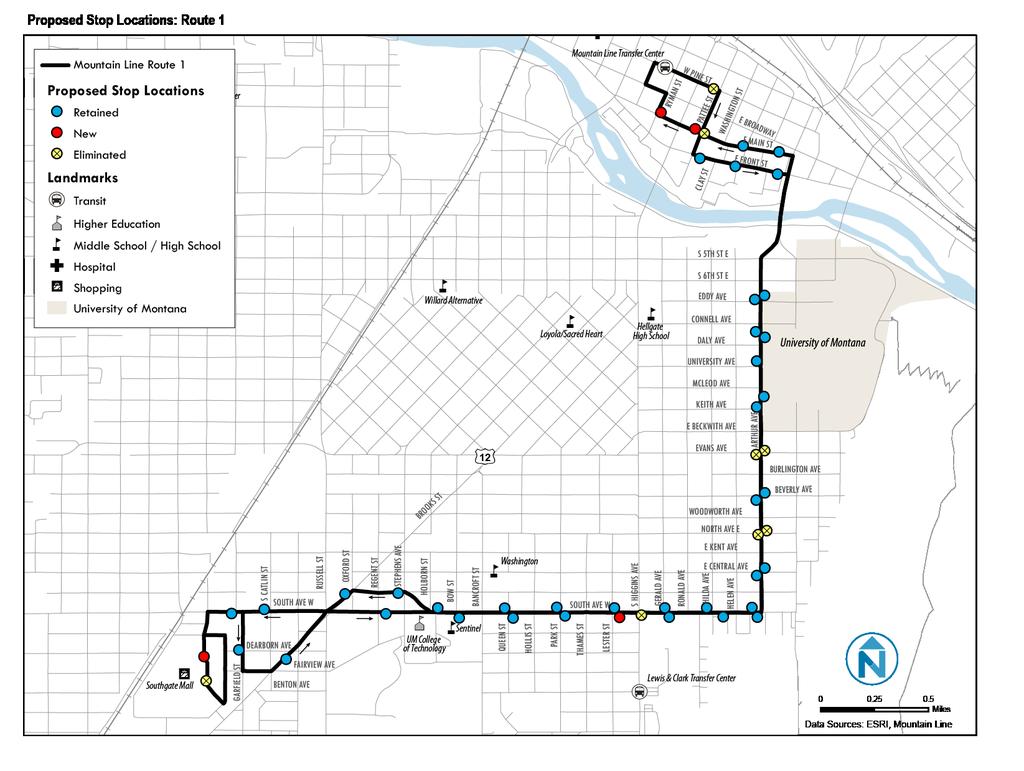 Proposed Stop Changes Route 1