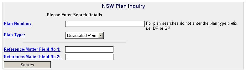 Results: Plan Enquiry A plan inquiry provides details on Deposited Plans (DP) and Strata