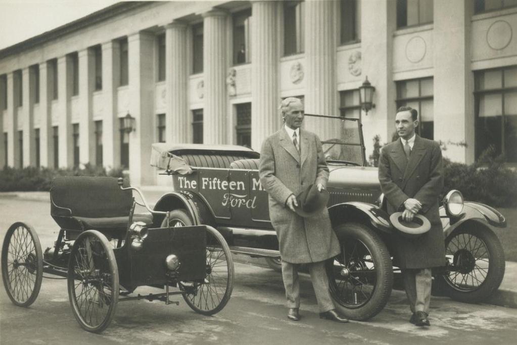 This picture is from 1927 of Henry and Edsel commemorating the 15 Millionth Model T in front of FEL.