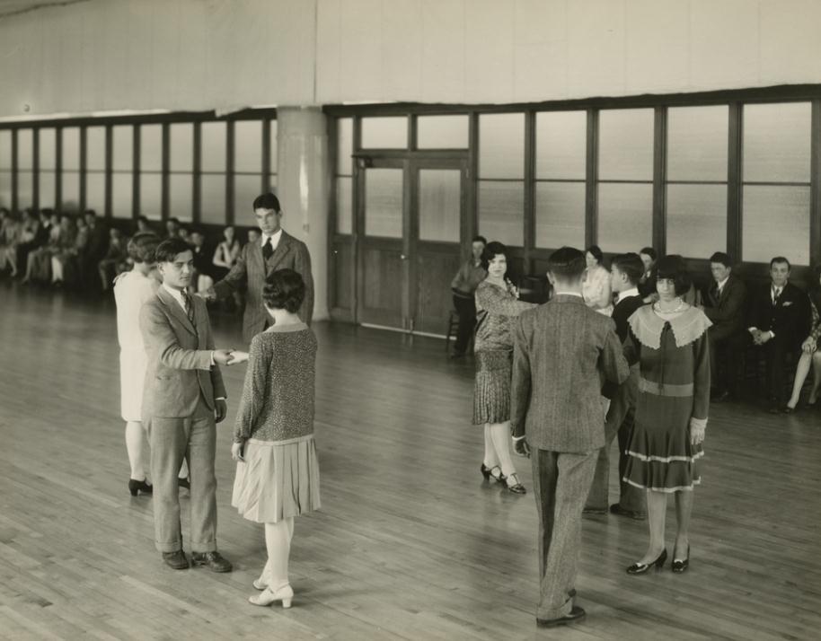 This is a photo of the original dance hall in the Ford Engineering lab. Henry Ford hired a dance teacher, Benjamin Lovett, to teach his executives early American square dancing. Mr.