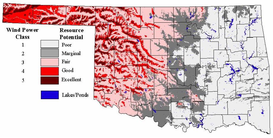 A Map of Oklahoma s Wind Resources D, E, F A G C Current Wind Farms A Oklahoma (Woodward) B Blue Canyon (Lawton) C Weatherford D Centennial