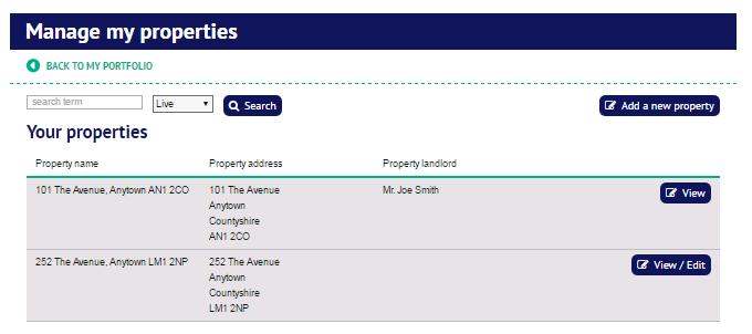 Select View/edit to edit all details registered for the property. Once you have made changes, select Submit to complete the process.