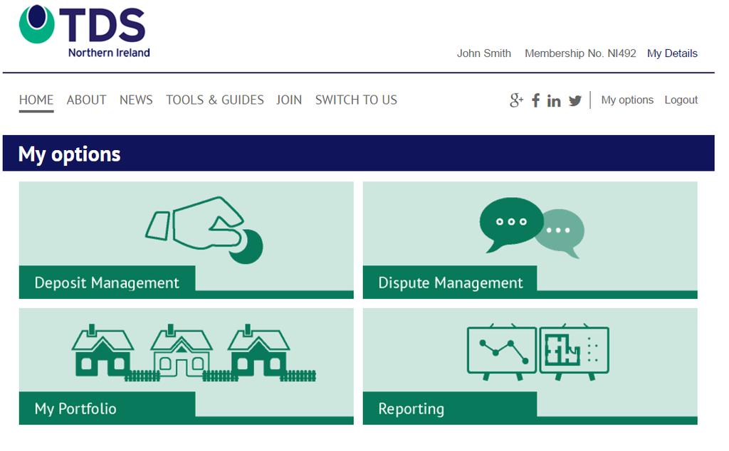 Step by Step 1. Starting the Repayment Process The agent/landlord logs into their account at TDS Northern Ireland, and then selects the Deposit Management screen.